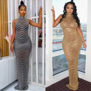 Os6777 Women’s Sexy Mesh Sheer Nightclub Rhinestone-studded