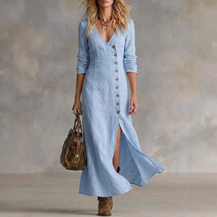 2026 Fashionable Casual tton-linen Women’s Top With A Butto