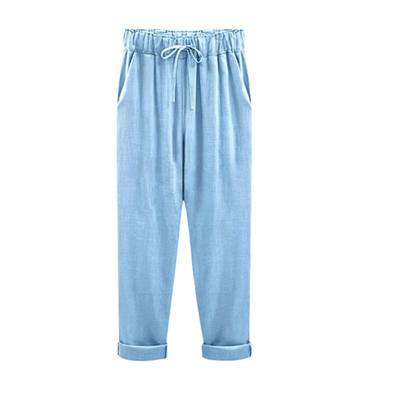 Women's Cotton Linen Ankle Length Pants, Casual Loose Trouse