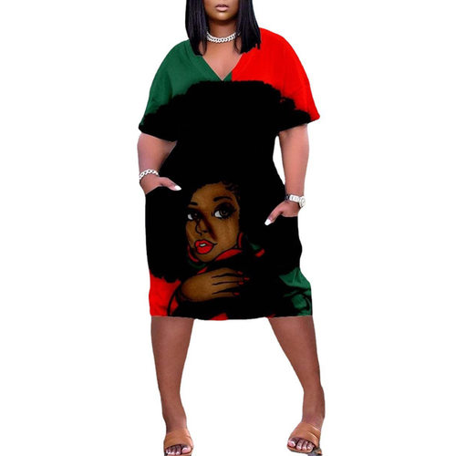 029 Printed Nfl Fashion Women's Dress Loose Women's V-neck M