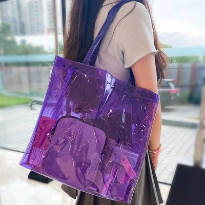 Transparent PVC Waterproof Tote Bag Reusable Clothing Eco Ba