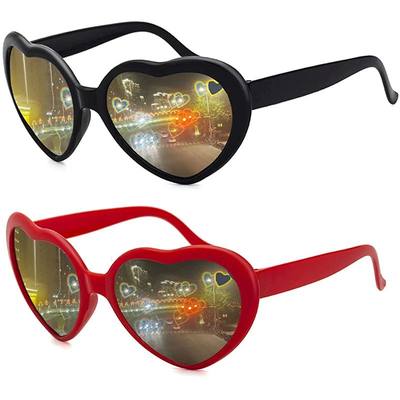 Women Fashion Heart Shaped Effects Glasses Watch The Lights