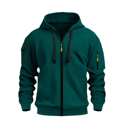 Men's Hoodie Zipper Multi-pocket Embroidered Pest Pullover S