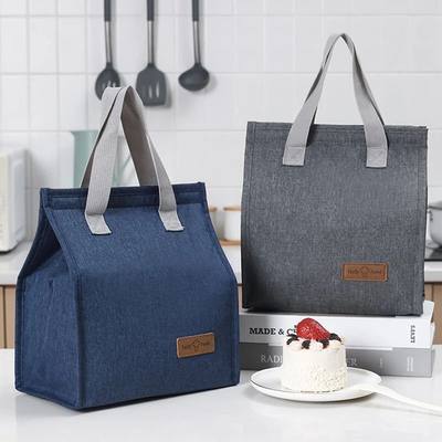 Lunch Bag Thermal Insulation Lunch Box Storage Handbag Solid