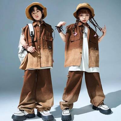 Sets Kids Showing Cool Tee Street Dance Child Jazz Costumes