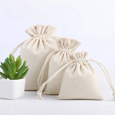 1Pc High Quality Natural Linen Storage Drawstring Bags Chris