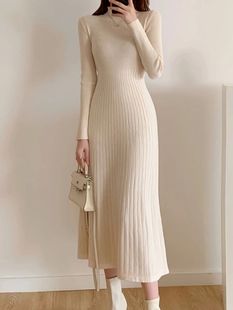 2023 for Slim Midi Dress Long Sleeve Autumn Wom Party Winter