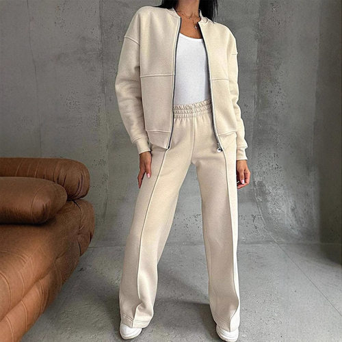 2026 Station B Women's Casual Zipper Jacket Wide Leg Pants T