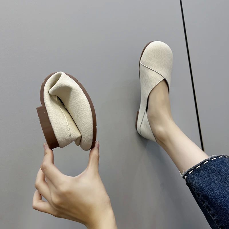 Genuine Leather Spring Autumn Handmade Flats Ballerina Shoes-封面