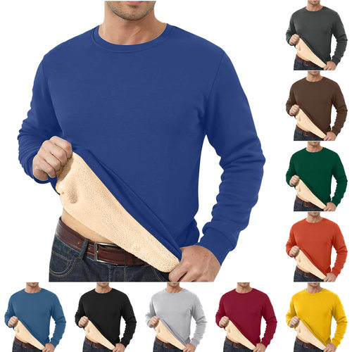 Men's Velvet Crewneck Solid lor Loose Warm Thick Men's Wear