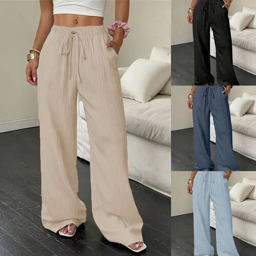2026 Women's Stand Solid lor Texture Fabric Elastic Waist St