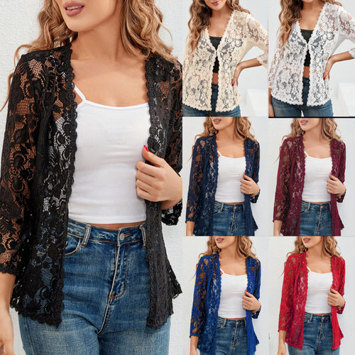 2026 Loose All-match Plus Size Sun Protection Lace Hollow-ou