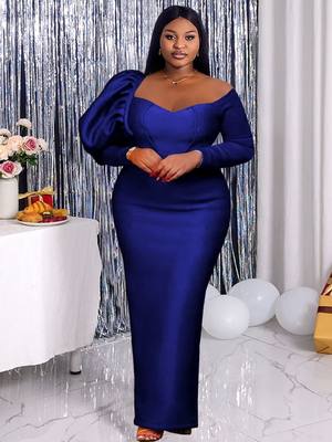 Plus Size 4XL Bodycon Dresses Long Sleeve Off Shoulder High