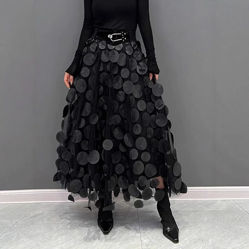 Heavy Industrial Retro A-line Skirt With Large Hem For Women