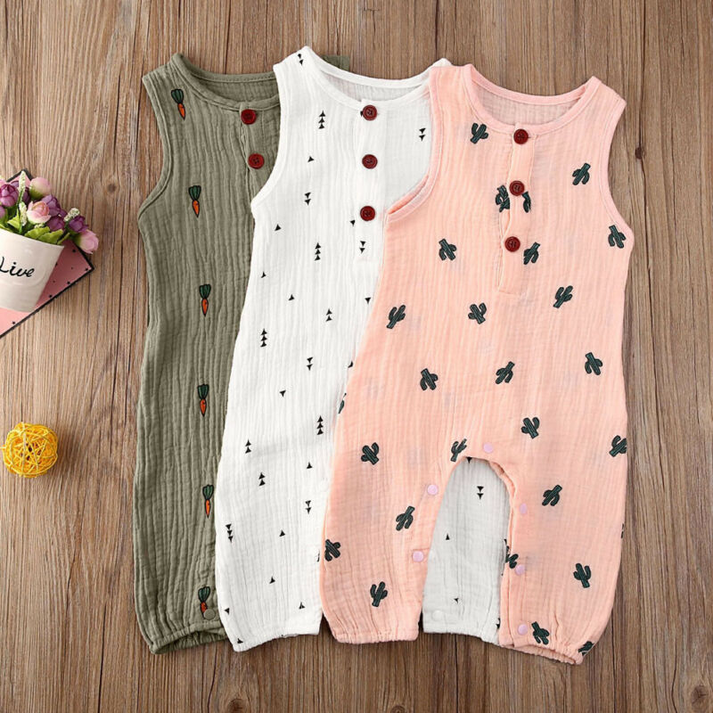 2020 summer sleeveless newborn baby girl boy clothes cotton&