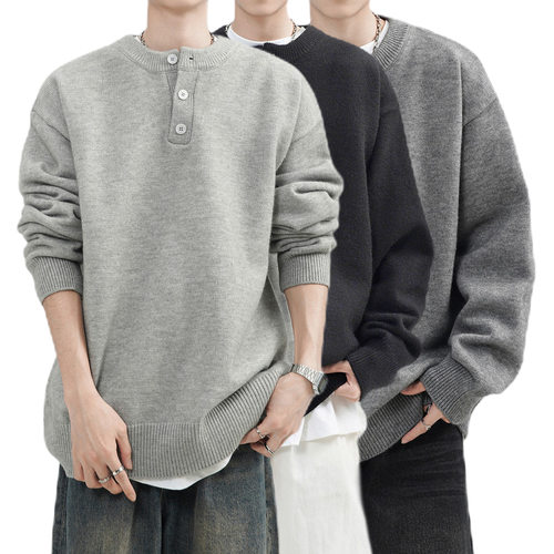 European Size Large Size Henley llar Men's High-end Sense So