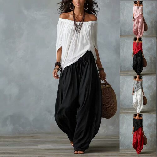 2026 High-end Casual Wide-leg Pants With One-piece llared Of