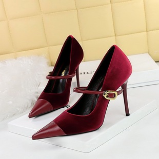 9116-1 Banquet Thin Heel Shallow Mouth Pointed West Suede St