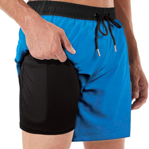 Men's Swim Trunks With mpression  Two-in-one Casual Fitness