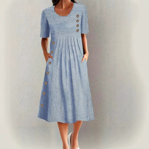 2026 Printed Pocket Button-up Dress