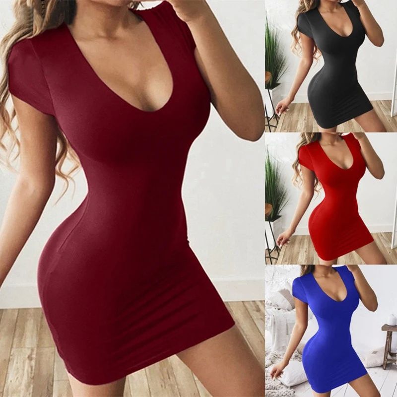 Europe The United States Fashion Solid Color Sexy Dress Tigh