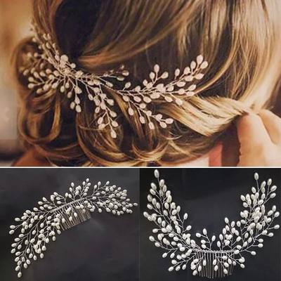 Wedding Elegant Crystal Bride Hair Comb Headwear Pearl Brida