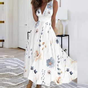 Sexy Women Floral Summer for Chiffon Dress Print Size Plus