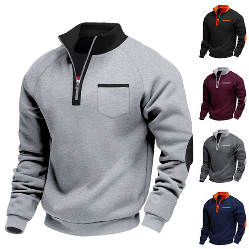 American Men's Velvet Heavy-weight Warm Zipper Vertical llar