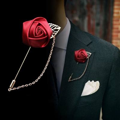 Burgundy Boutonnieres Wedding Accessories Groom Corsage Lape