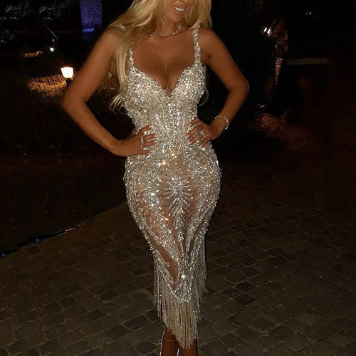 2026 Women  Deep V Sequins Small
