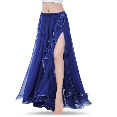 Royal Blue Belly Dance Skirts Oriental Double High Slits Bel