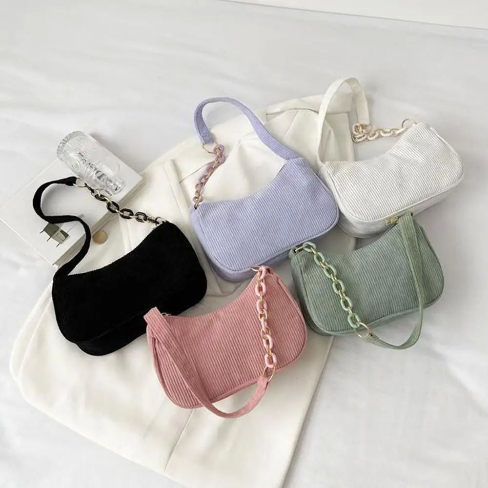 Fashion Vintage Women Handbags Corduroy Underarm Bag Casual