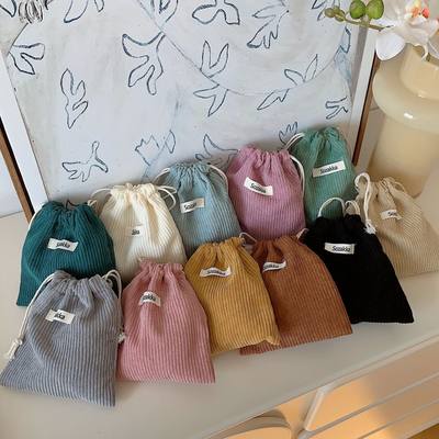 Cute Corduroy Small Coin Purse Drawstring Bag Handbags Woman