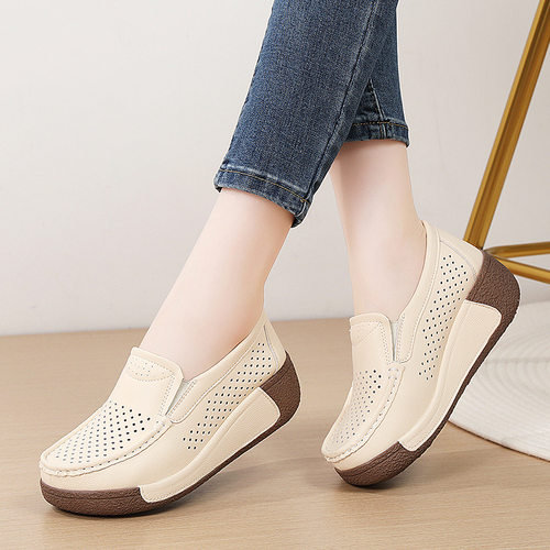 2026 Genuine Leather Sneakers Korean Style Mother Shoes Casu
