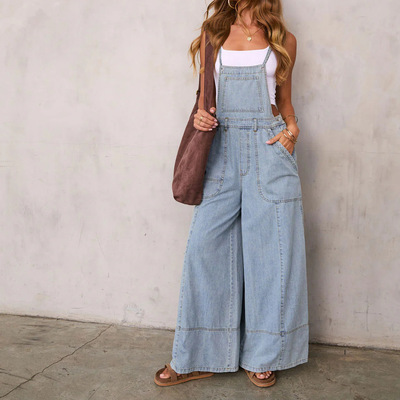 Instagram Style Women's Distinctive Sreet Pocket Wide Leg Pa
