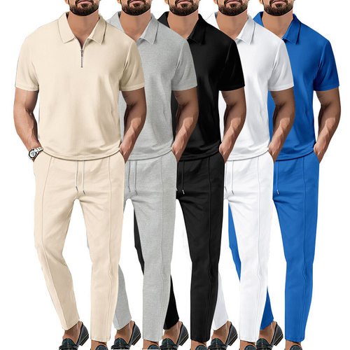 2026 Men’s Solid-color Suit Set: Notch Lapel, Short Sleeves