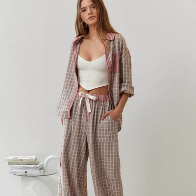 2026 Women's Casual Homewear Plaid Suit