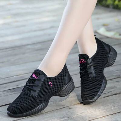 Modern Jazz Dance Sneakers Women Breathable Mesh Lace Up Pra