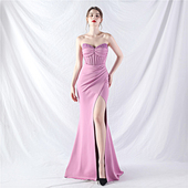 晚礼服女正式 抹胸裹胸连衣裙 场合气质名媛宴会高端精致主持人长款