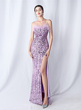 晚礼服女气质轻奢名媛宴会聚会奢华高端大牌亮闪闪修身长款连衣裙