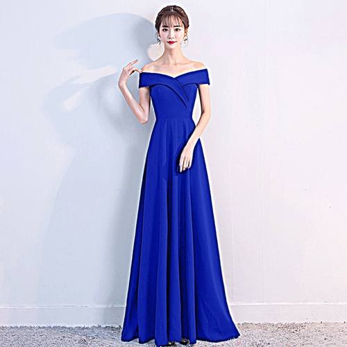 晚礼服女小众露肩性感长款连衣裙