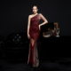 高端亮片亮闪名媛聚会派对晚礼服女性感长款 显瘦新娘敬酒服连衣裙