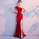 显瘦鱼尾裙 大气主持人修身 婚礼聚会气质晚礼服女新款 宴会红色长款