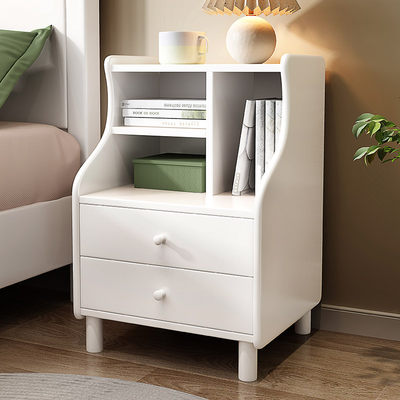 实木床头柜家用小户型收纳柜卧室简易床边柜多功能书架一体储物柜