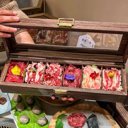 和牛出品盘日料烤肉店摆盘装饰网红火锅店鲜牛肉拼盘长条餐具烤肉