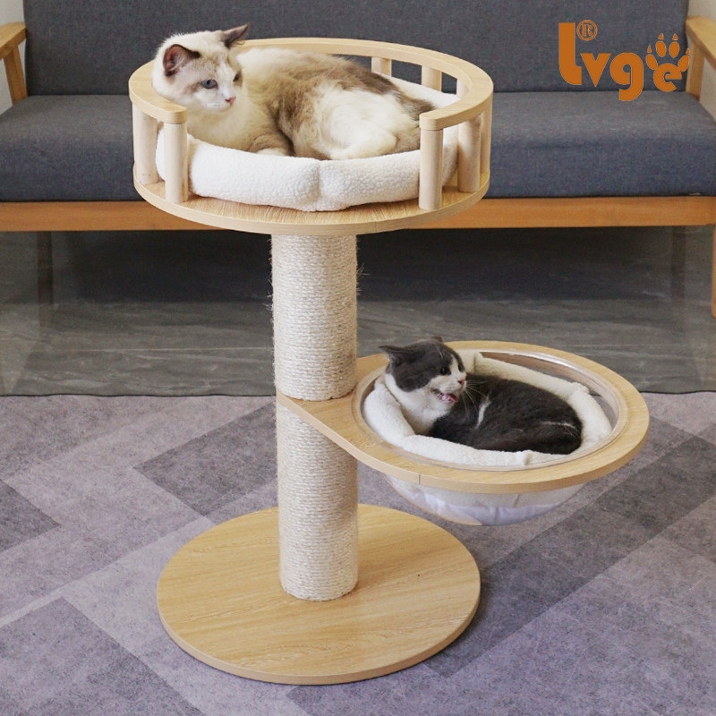 绿歌实木柱子猫爬架猫窝猫树一体四季通用剑麻猫跳台猫抓板猫别墅