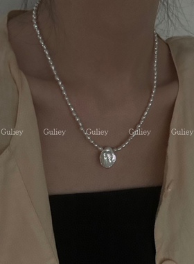 故里宜天然淡水巴洛克纯银项链