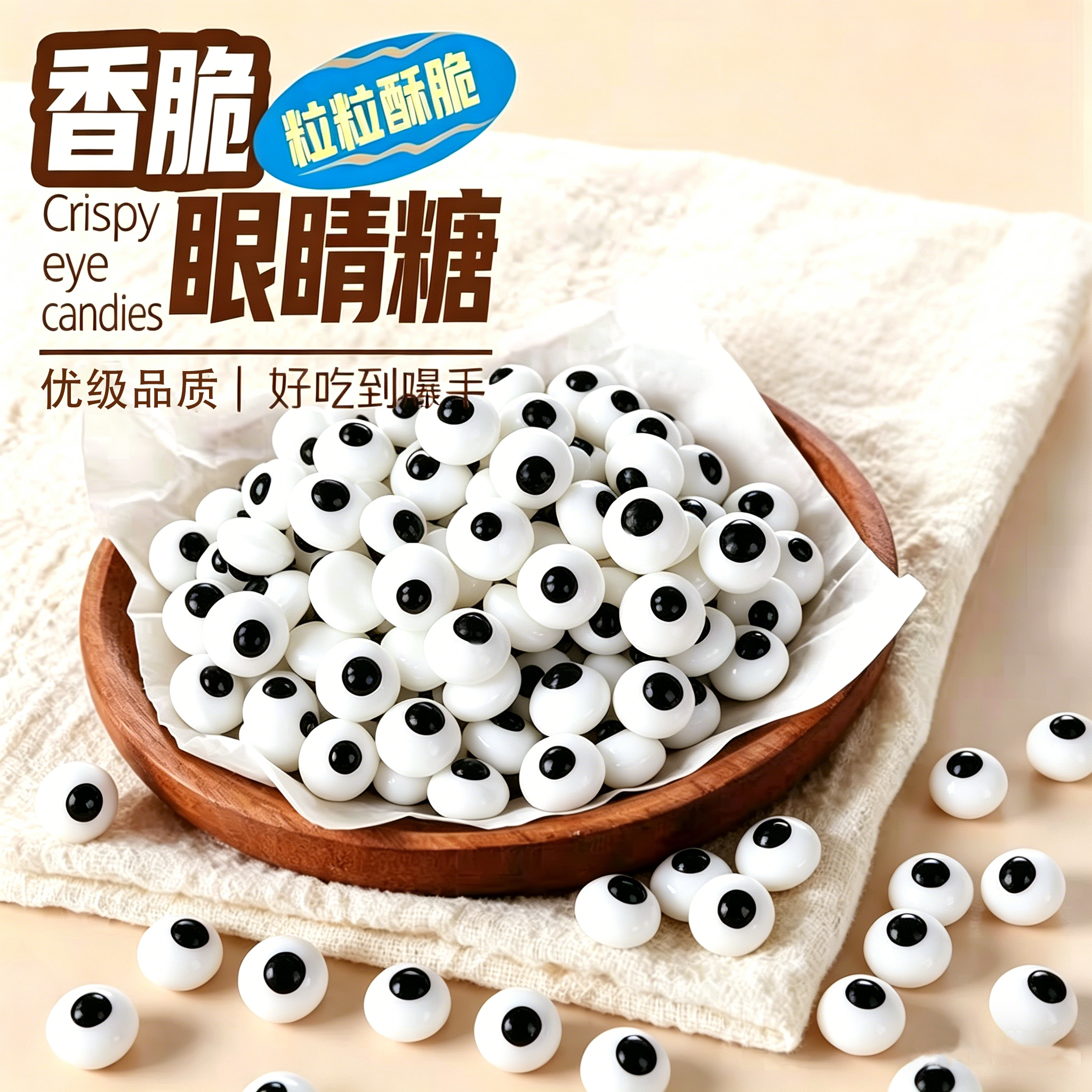 巧克力眼睛糖珠蛋糕装饰大小眼镜糖豆牛马面包烘焙点缀可食用糖果