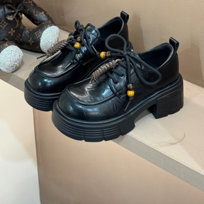黑色小皮鞋女英伦风复古百搭厚底单鞋