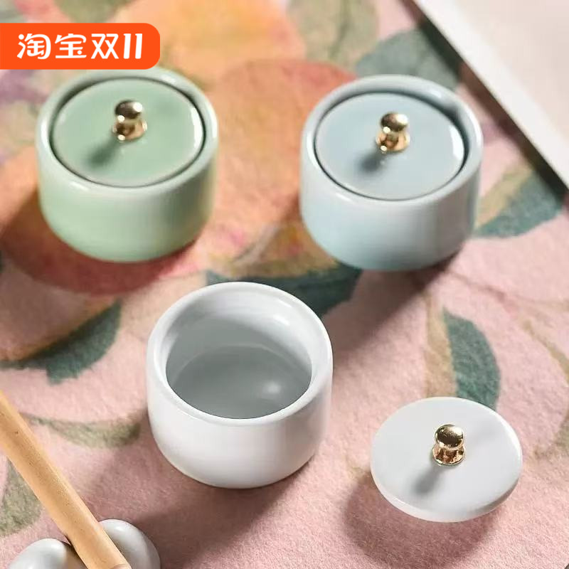 青瓷带盖小砚台好清洗文房墨池